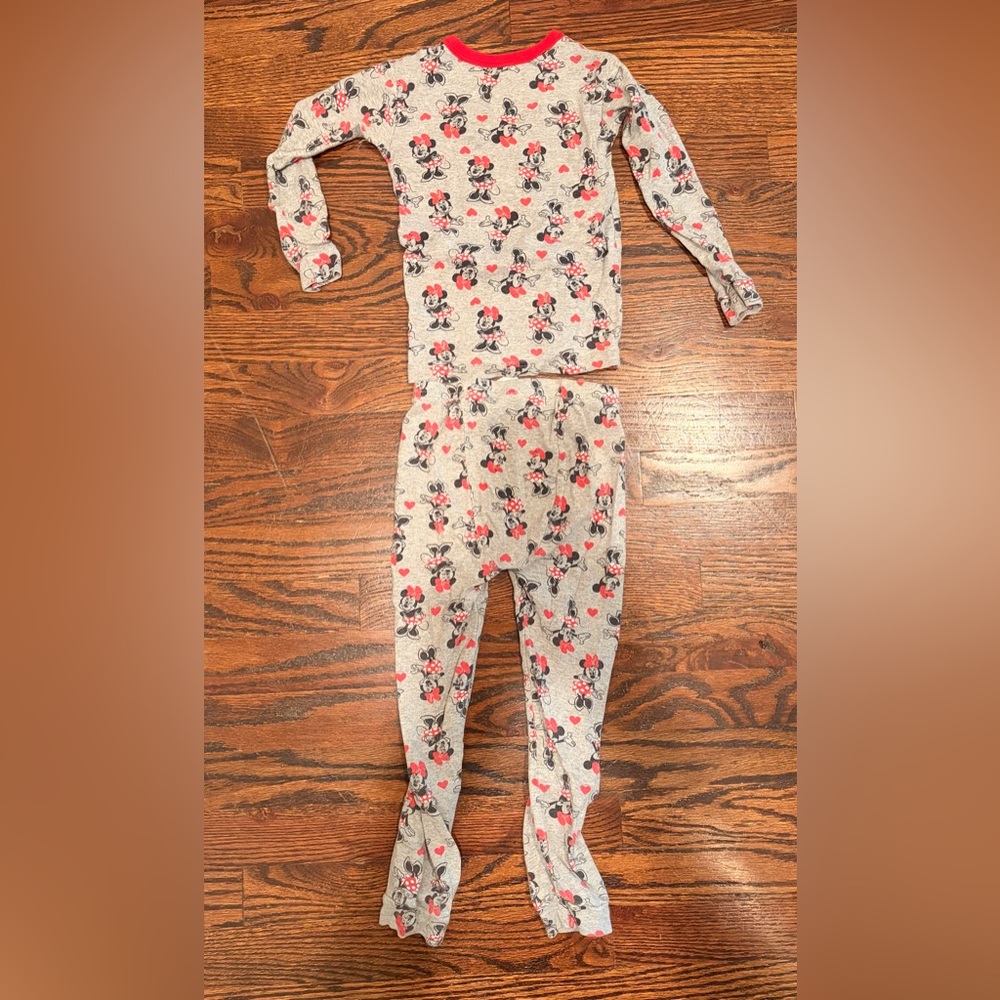 GAP Gray Minnie Mouse Pajama Set with Red Accents